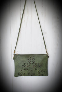 Green Crossbody Bag With Laser Cut Detailing IVYS 