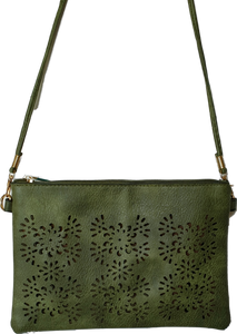 Crossbody Bag  With Laser Cut Detailing Green IVYS 