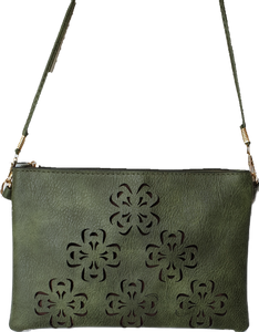 Green Crossbody Bag With Laser Cut Detailing IVYS