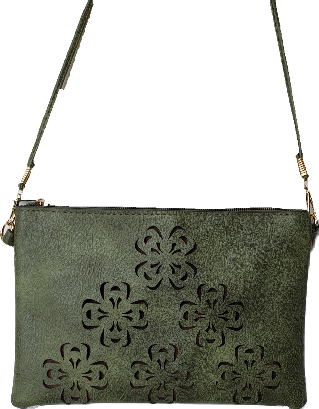 Green Crossbody Bag With Laser Cut Detailing IVYS