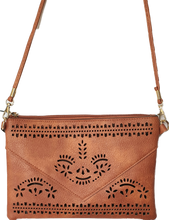 Load image into Gallery viewer, Caramel Crossbody Bag With Laser Cut Detail IVYS
