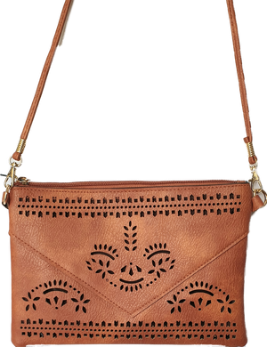 Caramel Crossbody Bag With Laser Cut Detail IVYS