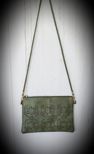 Crossbody Bag With Laser Cut Detailing Green IVYS 