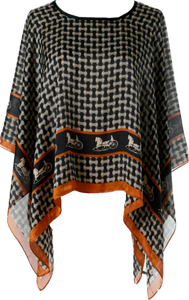 Poncho Style Silk Feel Print Top Inspire By Zizu 