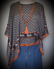 Load image into Gallery viewer, Poncho Style Silk Feel Print Top Inspire By Zizu 