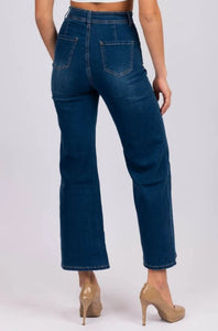 Wakee Denim Wide Leg Jeans With Front Pocket Detail