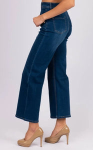 Wakee Denim Wide Leg Jeans With Front Pocket Detail 