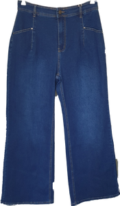 Wakee Denim Wide Leg Jeans With Front Pocket Detail 