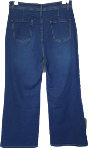 Wakee Denim Wide Leg Jeans With Front Pocket Detail 