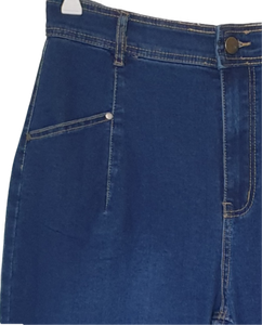 Wakee Denim Wide Leg Jeans With Front Pocket Detail 
