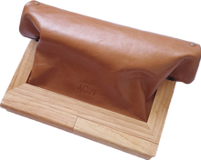 Load image into Gallery viewer, Caramel Leather And Cowhide Timber Clutch Moy Tasmania 