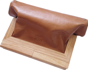 Caramel Leather And Cowhide Timber Clutch Moy Tasmania 