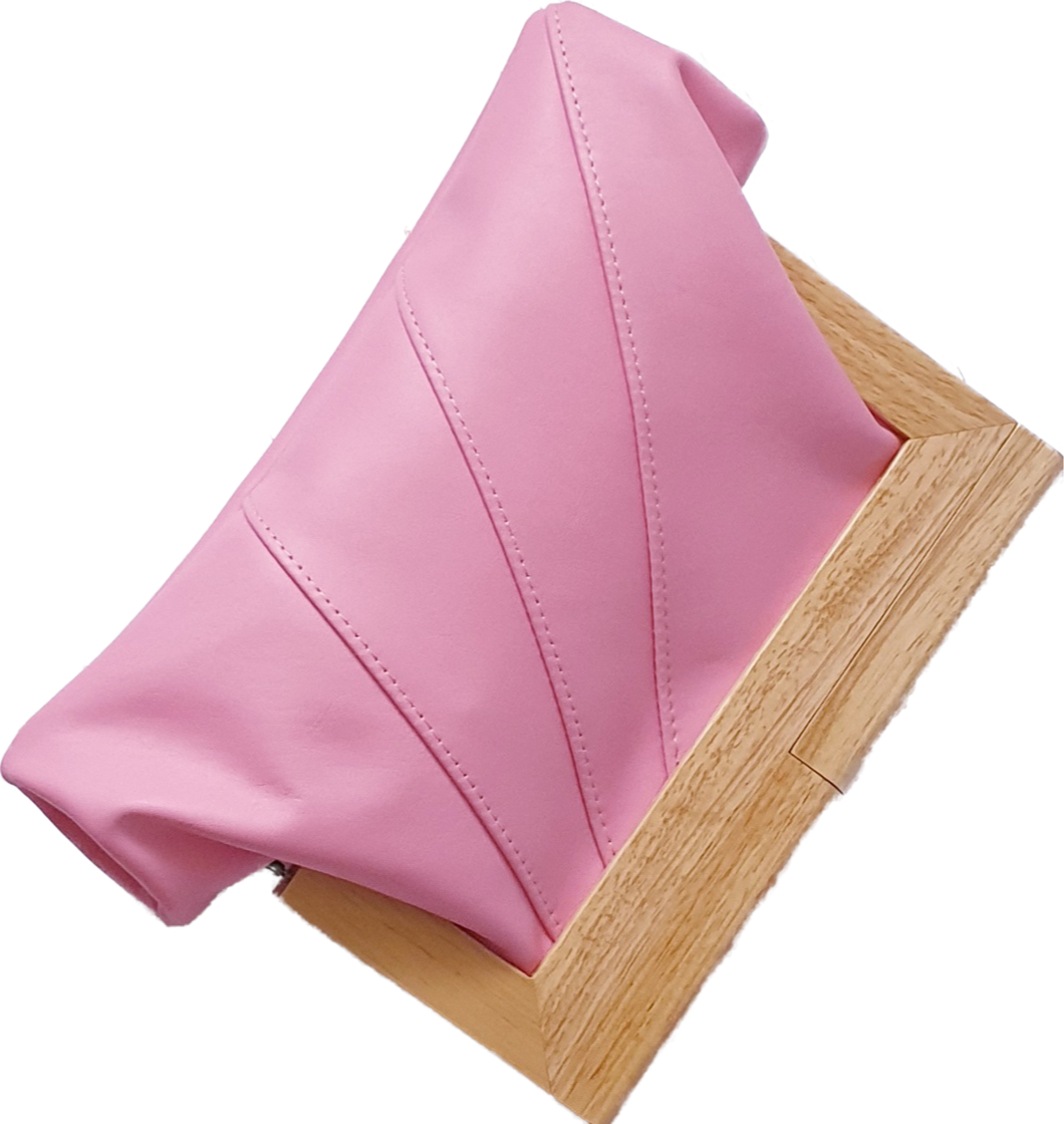 Pink Leather And Timber Clutch Moy Tasmania 