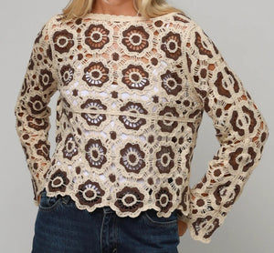 Crochet Look Floral Design Top Isabella The Label 