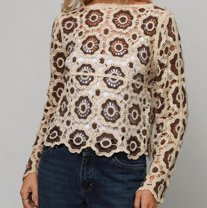 Crochet Look Floral Design Top Isabella The Label 