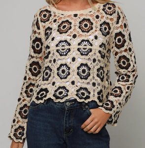 Crochet Look Floral Design Top Isabella The Label 