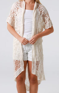 Longer Length Crochet Lace Cardi Isabella The Label 