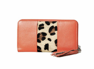 Cadelle Leather Wallet With Leopard Print Panel