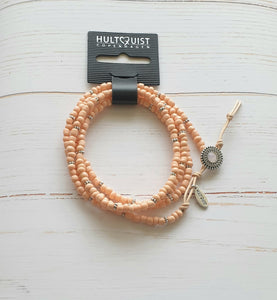Pink Peach Beaded Wrap Bracelet Hultquist 