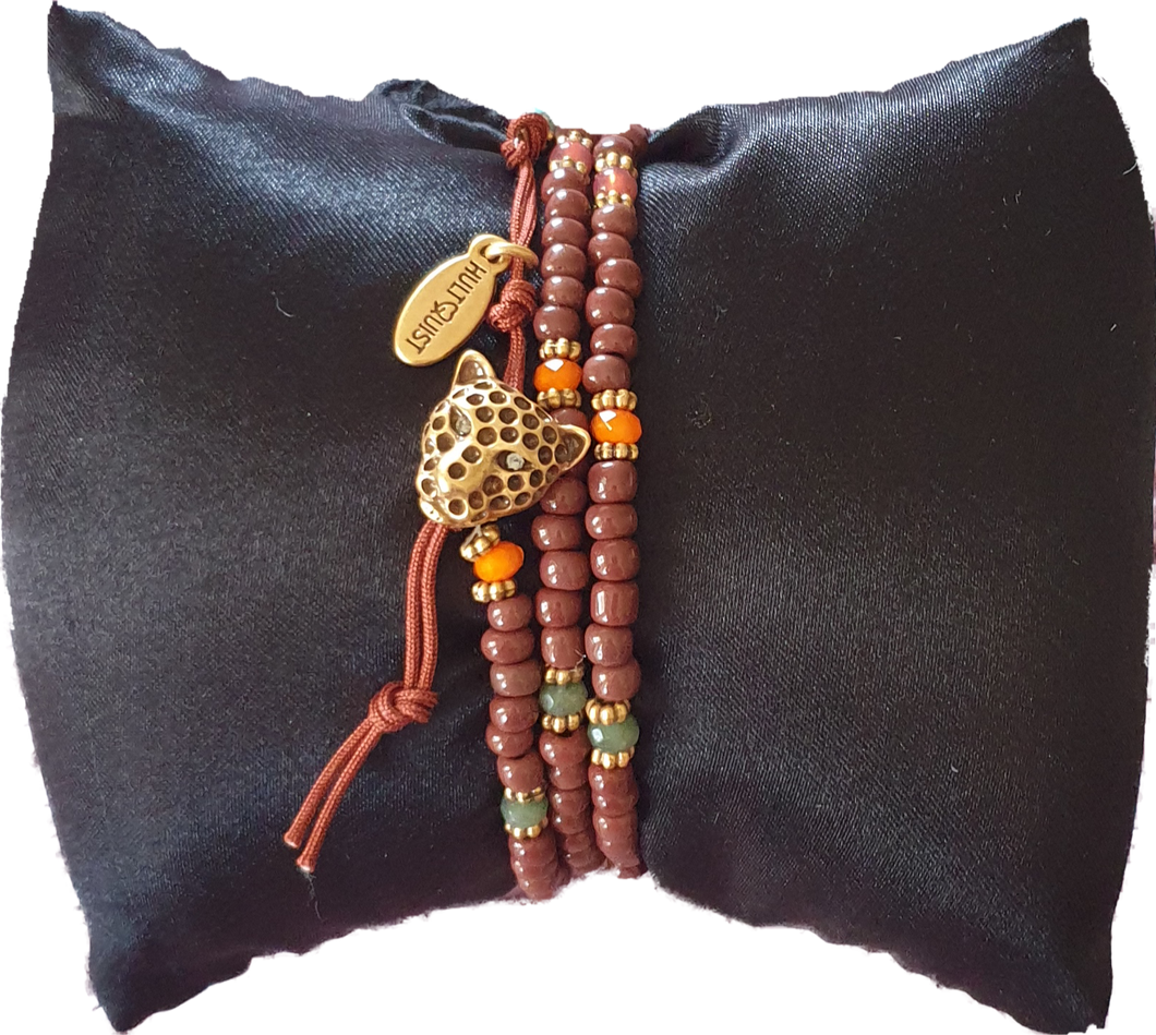Beaded Wrap Bracelet With Leopard Head Clasp Hultquist Copenhagen AU 