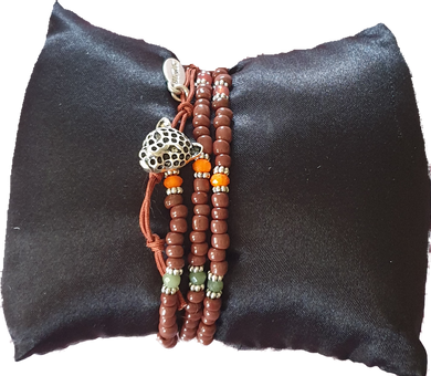 Beaded Wrap Bracelet With Leopard Head Clasp Hultquist Copenhagen AU 