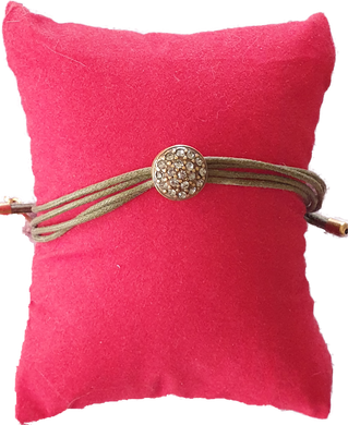 Classic Khaki Cord Bracelet With Crystals Hultquist Copenhagen AU 