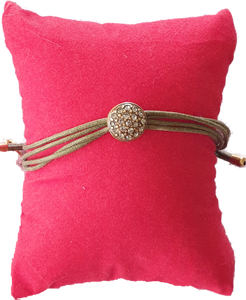 Classic Khaki Cord Bracelet With Crystals Hultquist Copenhagen AU 