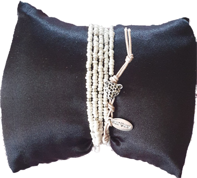 Beaded Wrap Bracelet With Silver Leopard Head Clasp Hultquist Copenhagen AU 