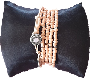 Pink Peach Beaded Wrap Bracelet Hultquist 