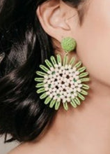 Load image into Gallery viewer, Green Daisy Design Earrings Enhance Accessories 