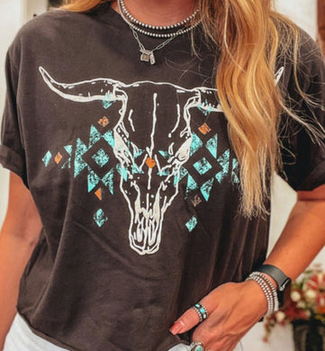 Boho Bull Skull Tee Vance And Ainsley 