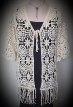 Load image into Gallery viewer, Retro Style Crochet Lace Fringe Cardi Willow The Crochet Label 