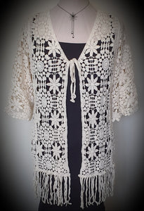 Retro Style Crochet Lace Fringe Cardi Willow The Crochet Label 