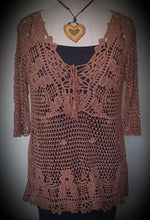 Load image into Gallery viewer, Lace Up Front Crochet Style Top Willow The Crochet Label 