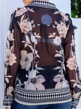 Load image into Gallery viewer, Flora Button Front Shirt With Border Trim Print Grace &amp; Co