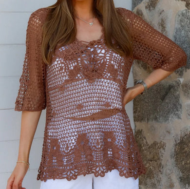Lace Up Front Crochet Style Top Willow The Crochet Label 