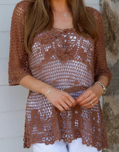 Load image into Gallery viewer, Lace Up Front Crochet Style Top Willow The Crochet Label 