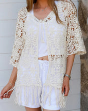 Load image into Gallery viewer, Retro Style Crochet Lace Fringe Cardi Willow The Crochet Label 