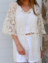 Load image into Gallery viewer, Retro Style Crochet Lace Fringe Cardi Willow The Crochet Label 