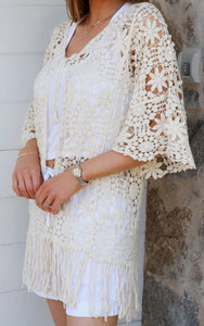 Retro Style Crochet Lace Fringe Cardi Willow The Crochet Label 