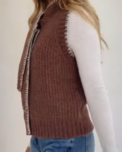 Carnaby Tie Front Knit Vest White Poetry 