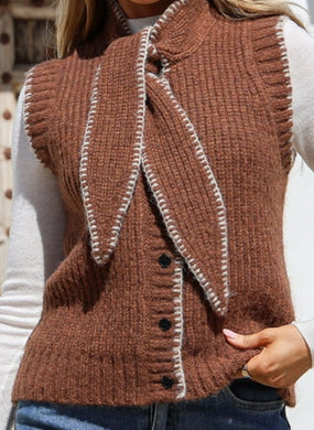 Carnaby Tie Front Knit Vest White Poetry 