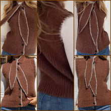 Load image into Gallery viewer, Carnaby Tie Front Knit Vest White Poetry 