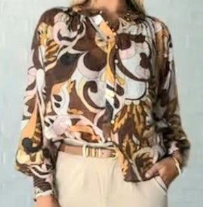 Long Sleeve Malta Top Mocha Swirl St Germain The Label 
