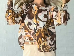 Long Sleeve Malta Top Mocha Swirl St Germain The Label 
