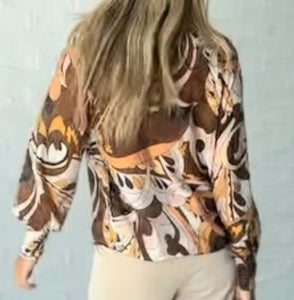 Long Sleeve Malta Top Mocha Swirl St Germain The Label 