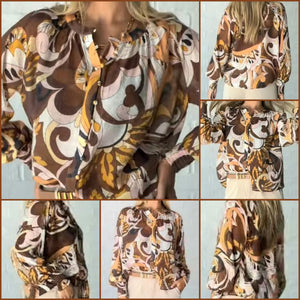Long Sleeve Malta Top Mocha Swirl St Germain The Label 