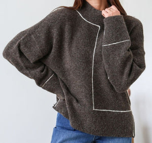 Inferno Contrast Trim Knit White Poetry 