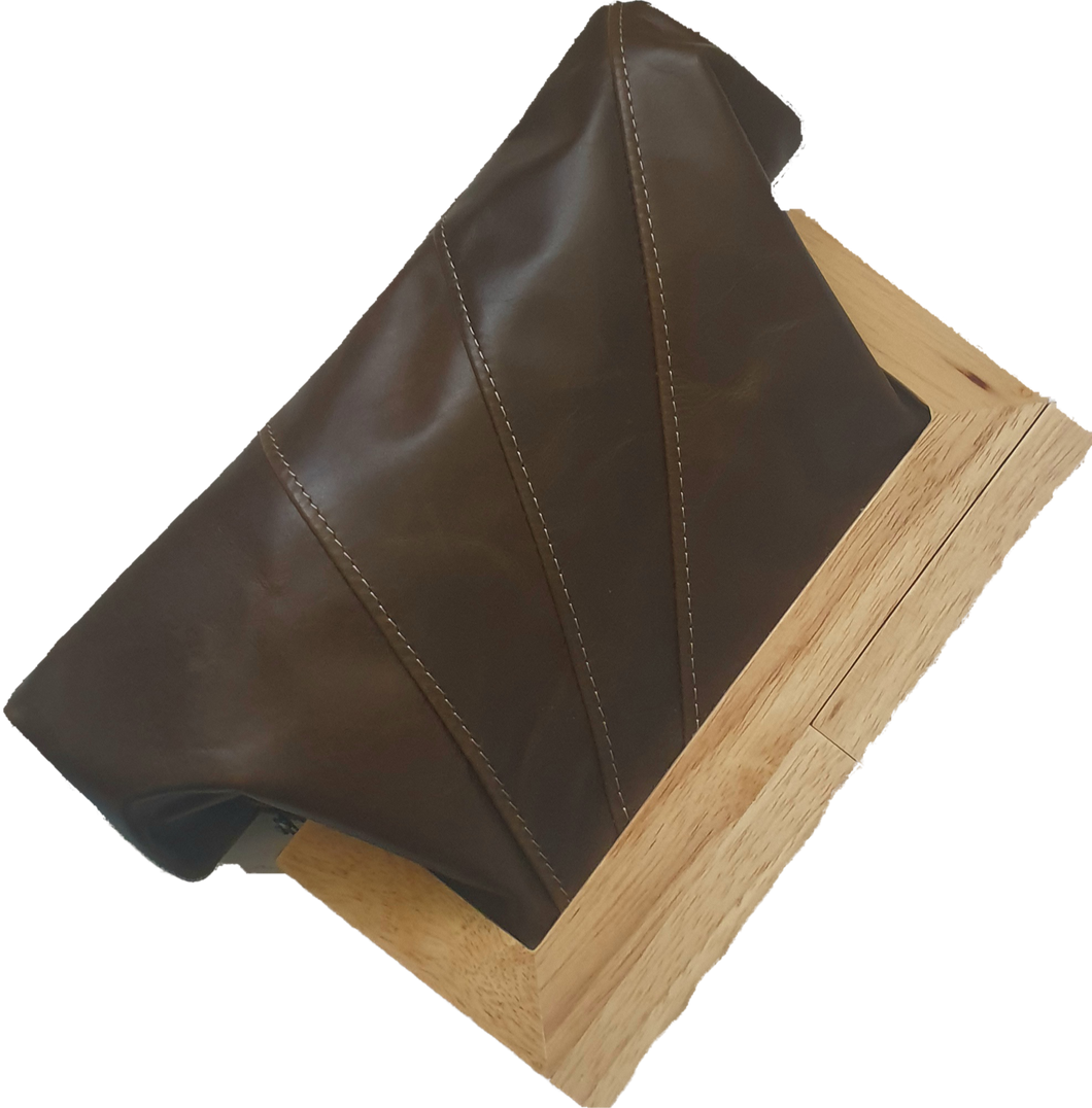 Chocolate Leather And Timber Clutch Moy Tasmania 