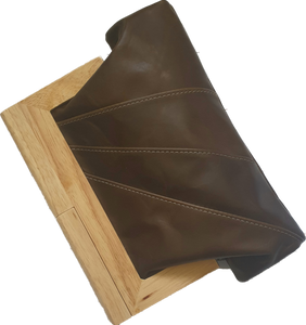 Chocolate Leather And Timber Clutch Moy Tasmania 